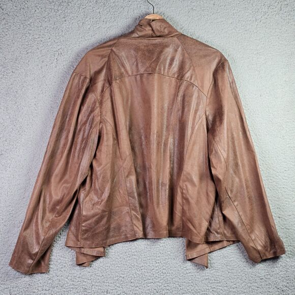 C Est 1946 Faux Suede Waterfall Drape Open  Jacket Brown Plus 22 24 Boho Layer - Picture 13 of 13